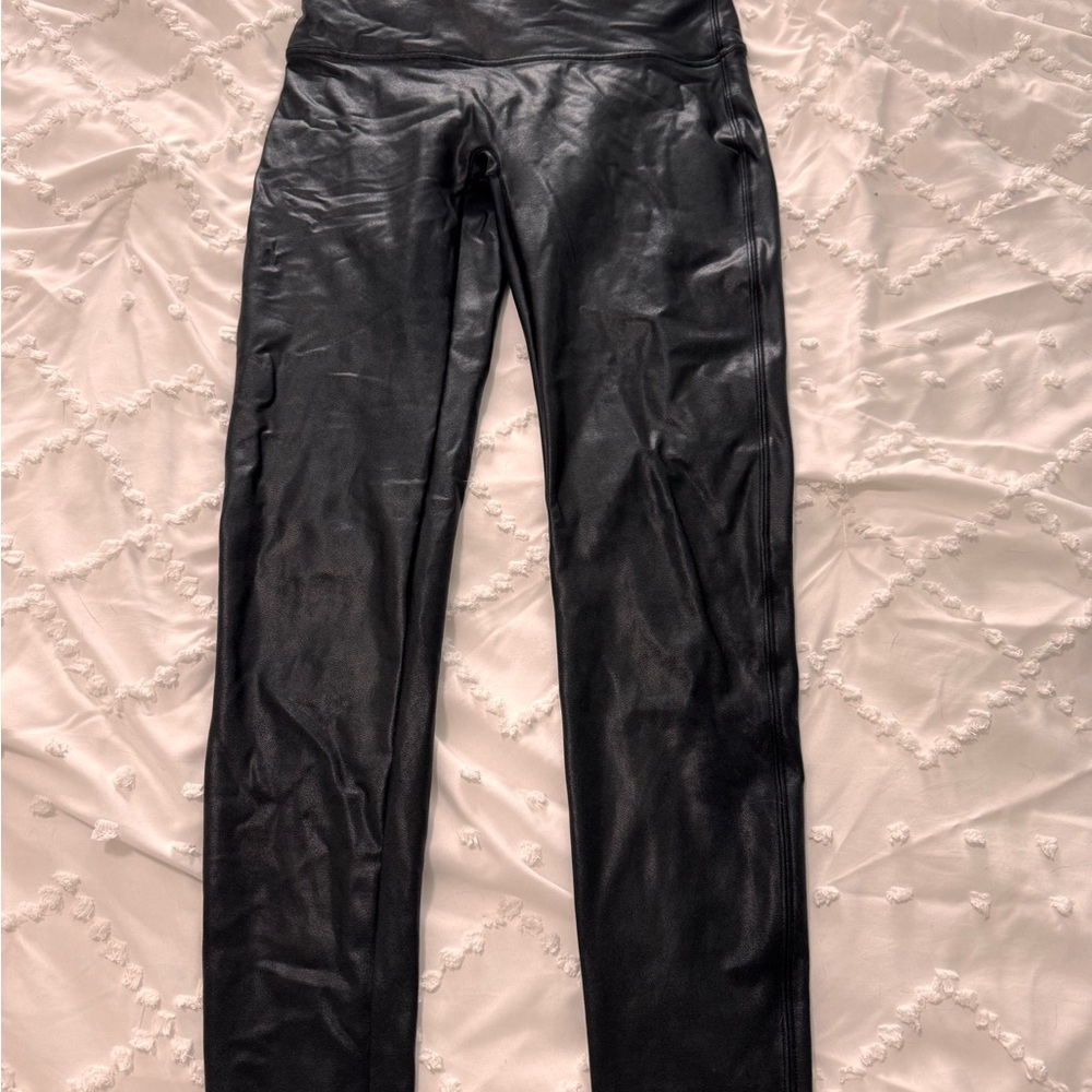 Spanx Black Leather-look Leggings